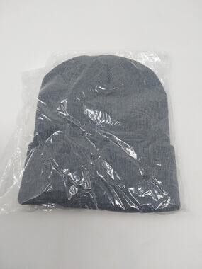 Plain unbranded Gray Beanie Knit Hat Unisex One Size